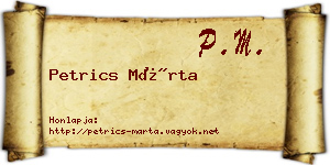 Petrics Márta névjegykártya