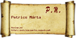 Petrics Márta névjegykártya