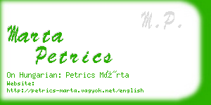 marta petrics business card